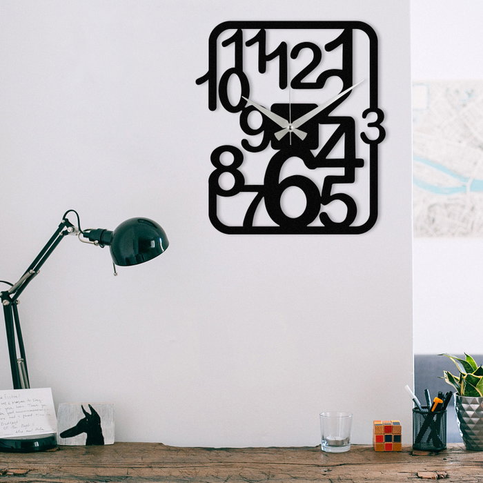 Wallity Enzoclock - S021 Reloj de Pared Decorativo de Metal Negro